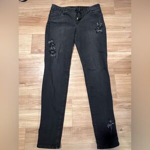 Kut from the Kloth Black Floral Skinny Jeans